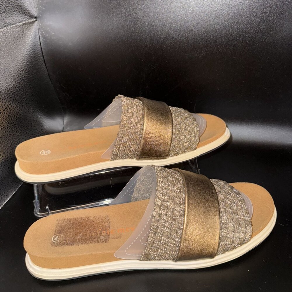 bernie mev. Metallic Bronze and Tan Slide Sandals - Picture 2 of 5